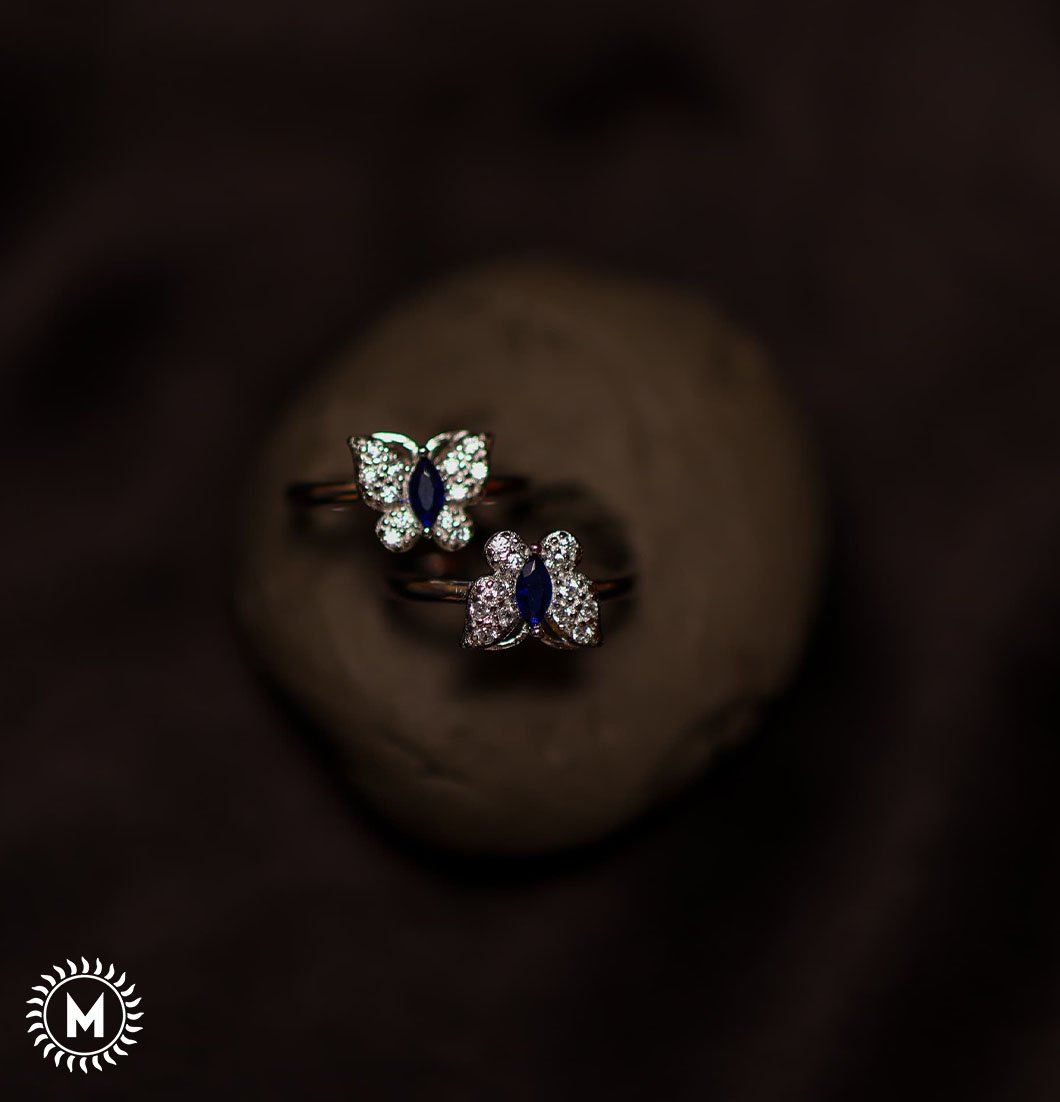 Blue Stone Butterfly Toe Ring