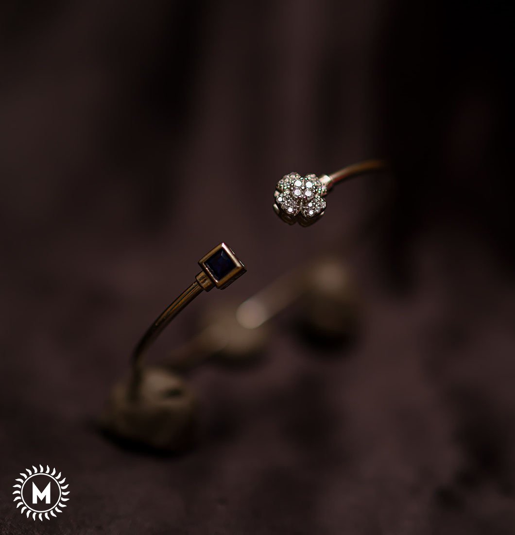 Flower Bloom & Square Stone Ladies Kada