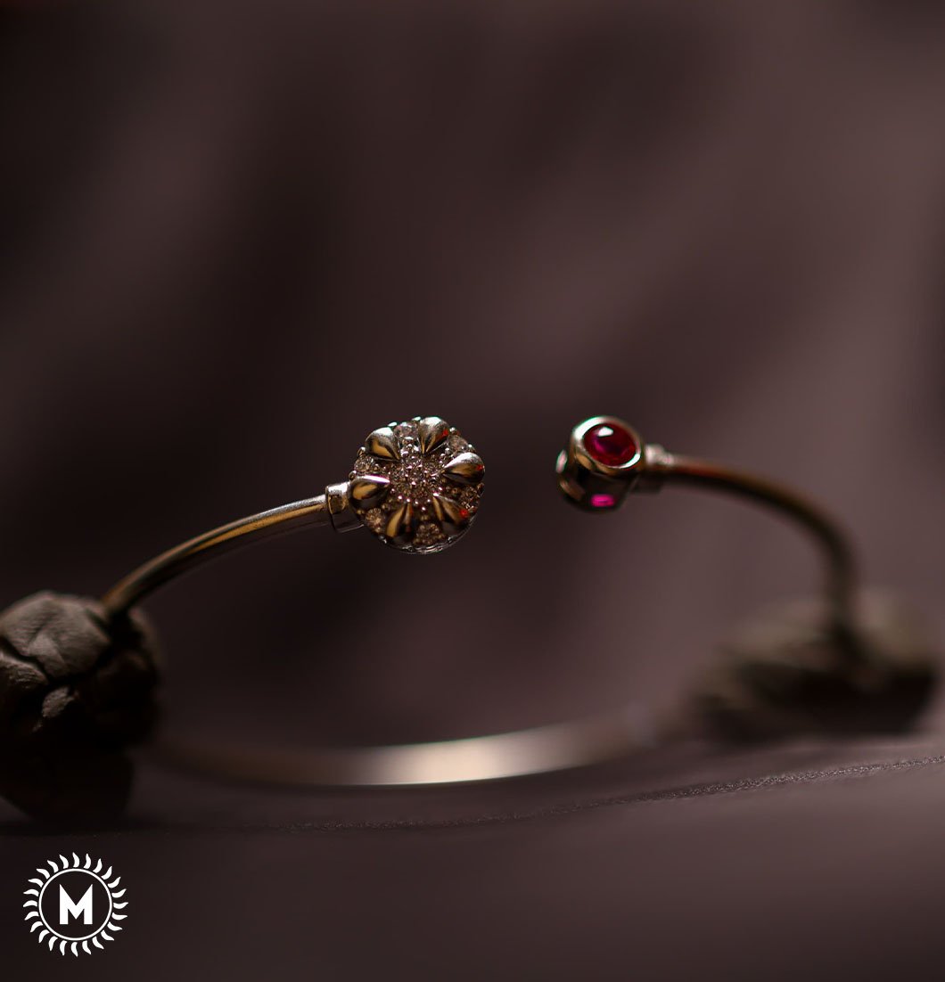 Red Gem & Floral Dome Ladies Kada