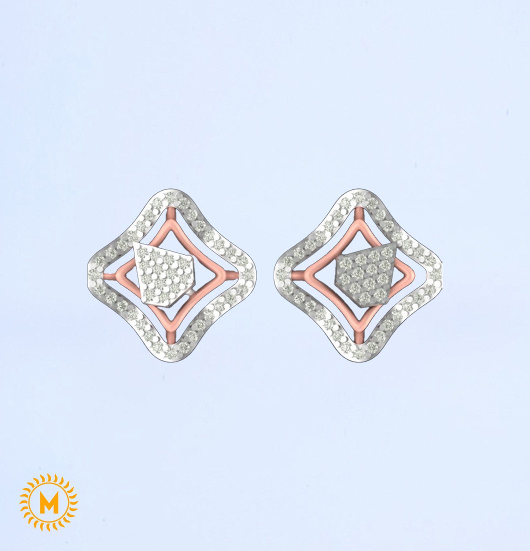 Rose Gold Diamond Earrings - 1.69 Gm