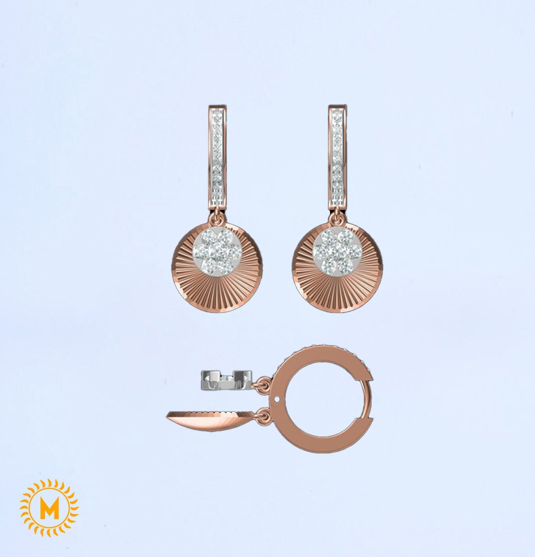 Rose Gold Diamond Earrings - 4.680 Gm