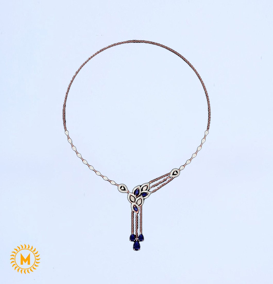 Rose Gold Diamond Necklace - 8.36 Gram