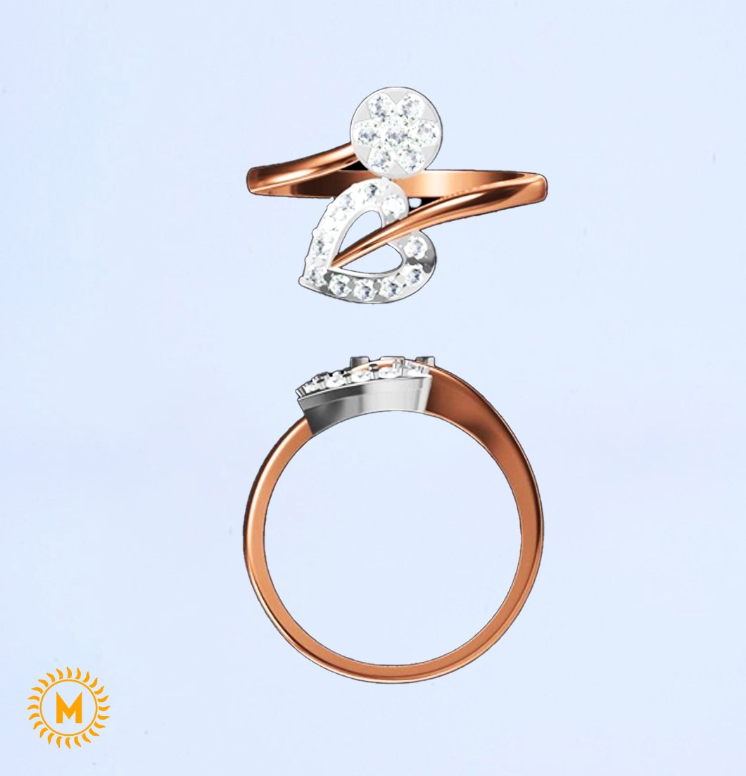 Rose Gold Diamond Ring - 2.45 Gm