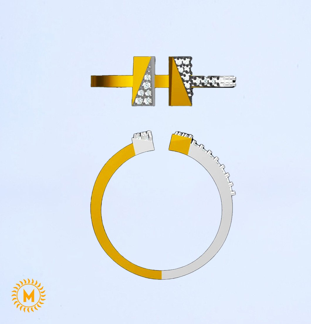 Silver Yellow Gold Diamond Ring - 1.90 Gm