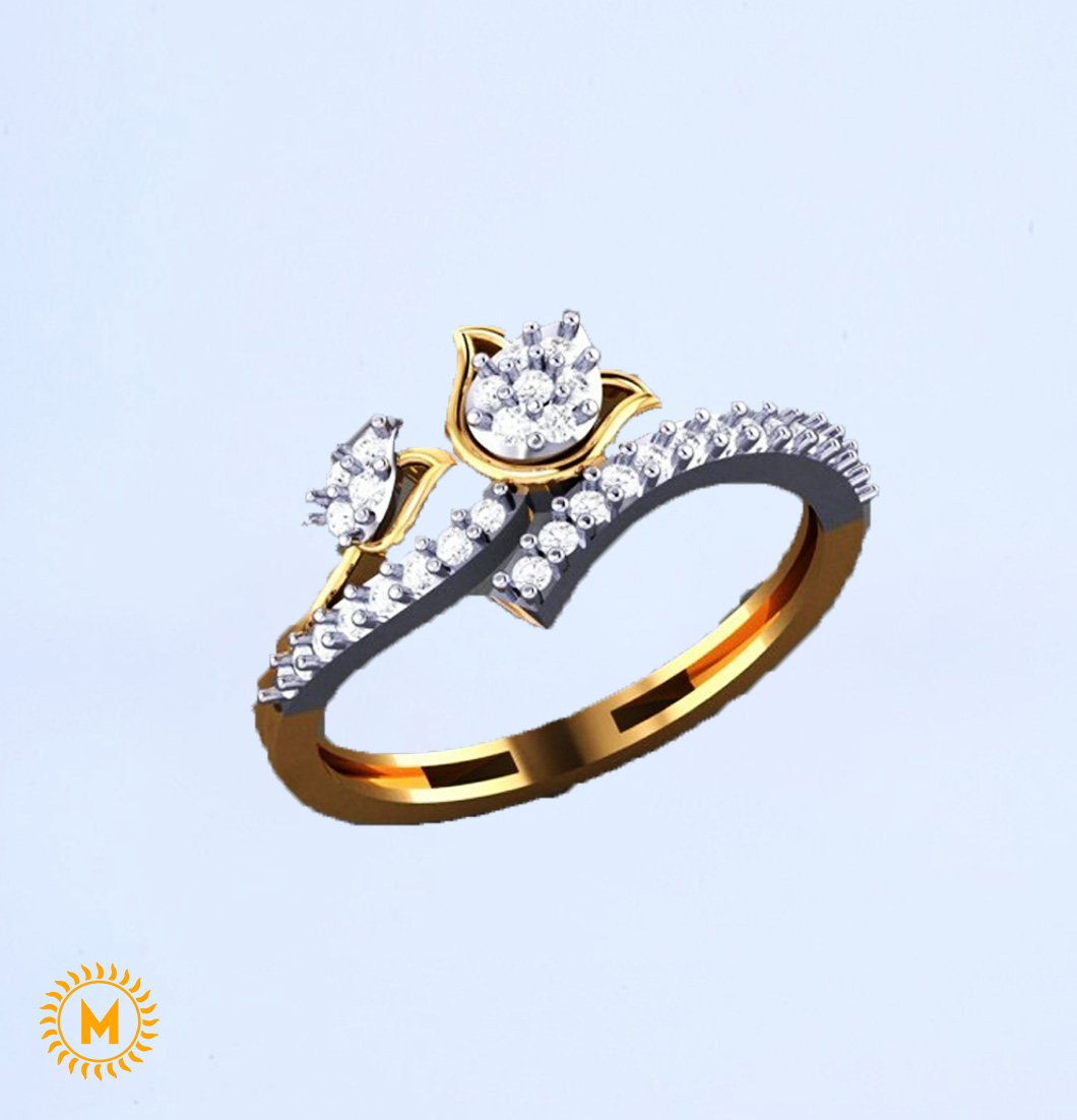 Yellow Gold Diamond Ring - 1.29 Gm