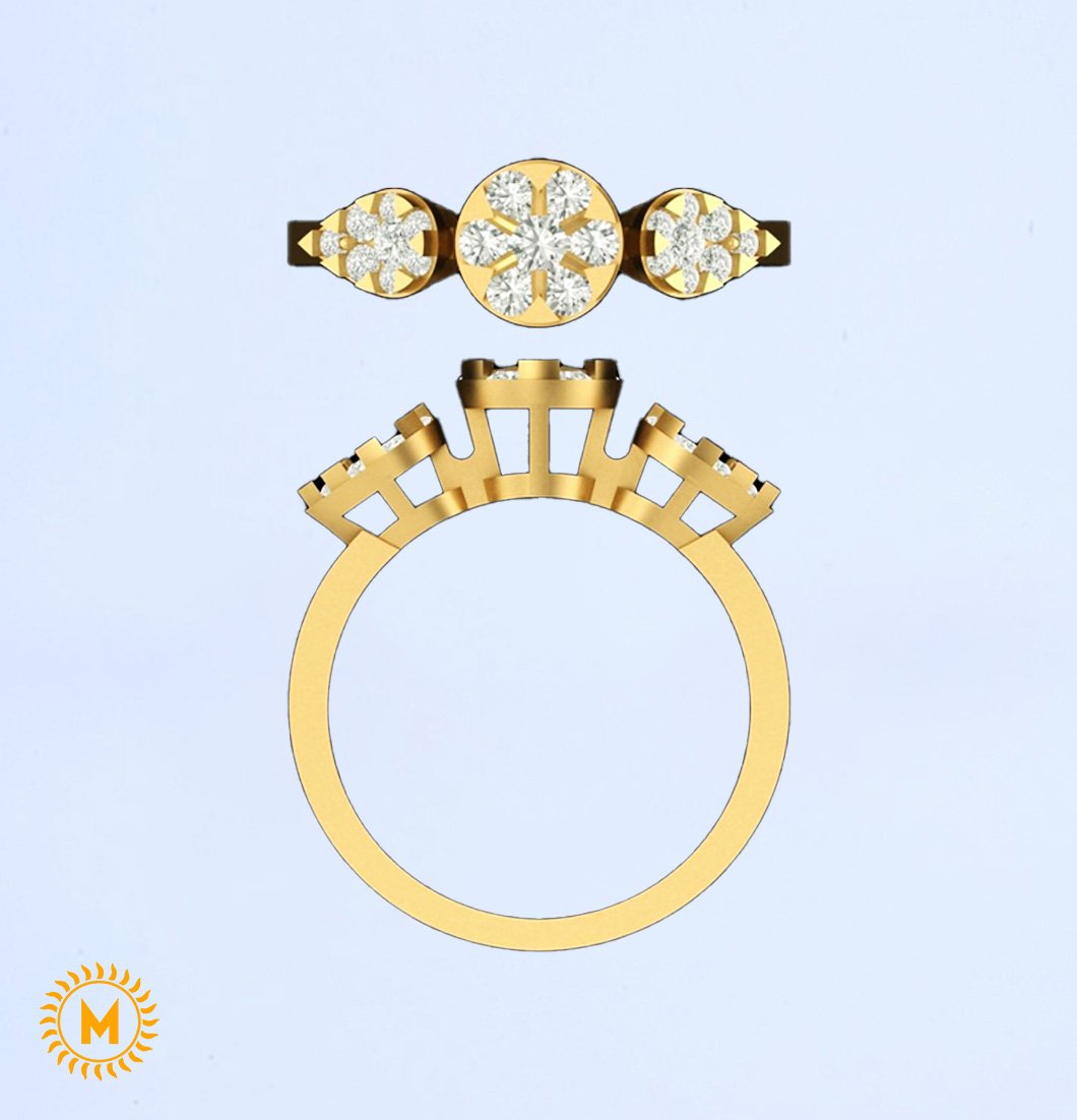 Yellow Gold Diamond Ring - 1.472 Gm
