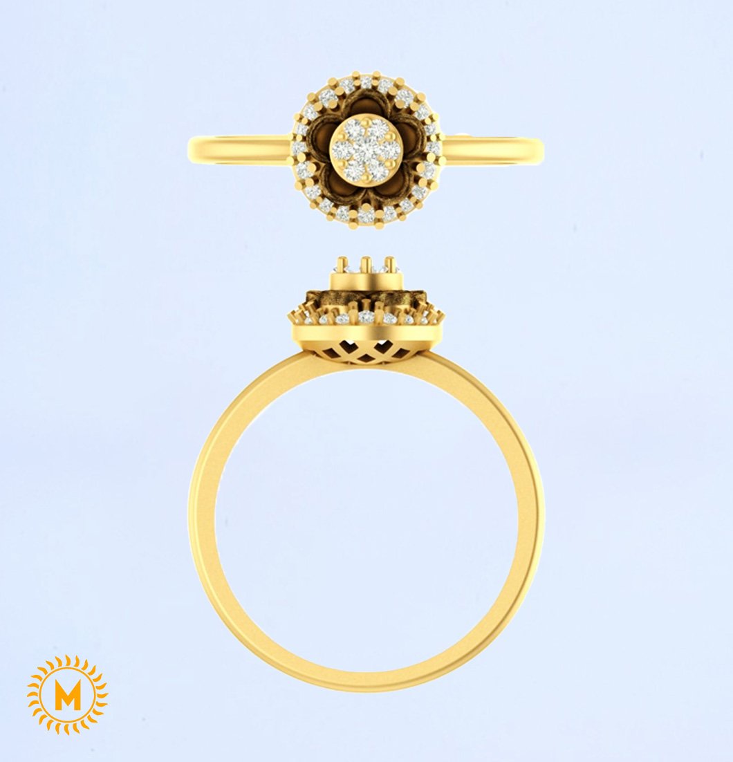 Yellow Gold Diamond Ring - 1.820 Gm