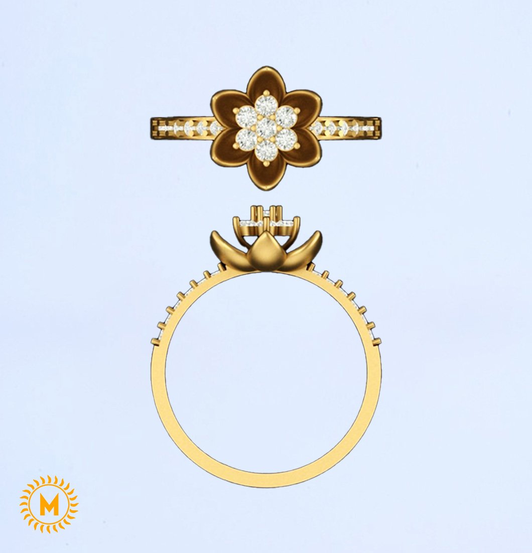 Yellow Gold Diamond Ring - 1.94 Gm
