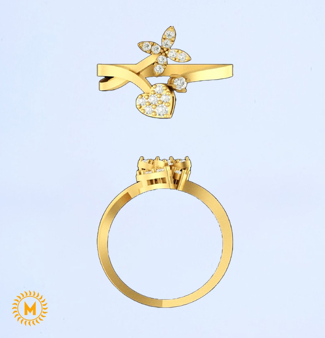 Yellow Gold Diamond Ring - 2.14 Gm