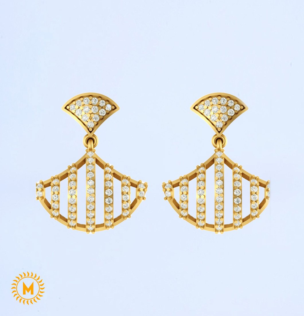 Yellow Gold Diamond Earrings - 2.41 Gm