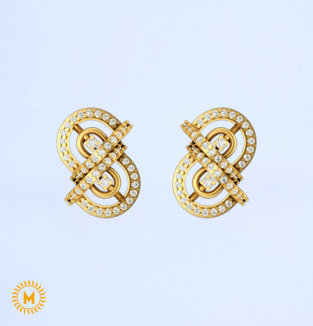 Yellow Gold Diamond Earrings - 3.02 Gm